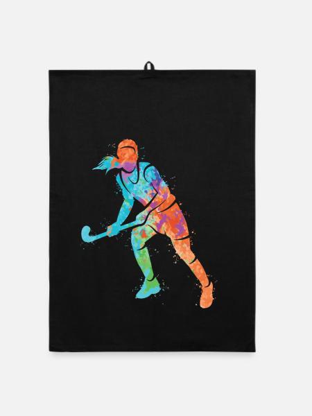 Hockeyspielerin Hockey Spielerin Bunt Feldhockey - Organic Geschirrtuch - Schwarz