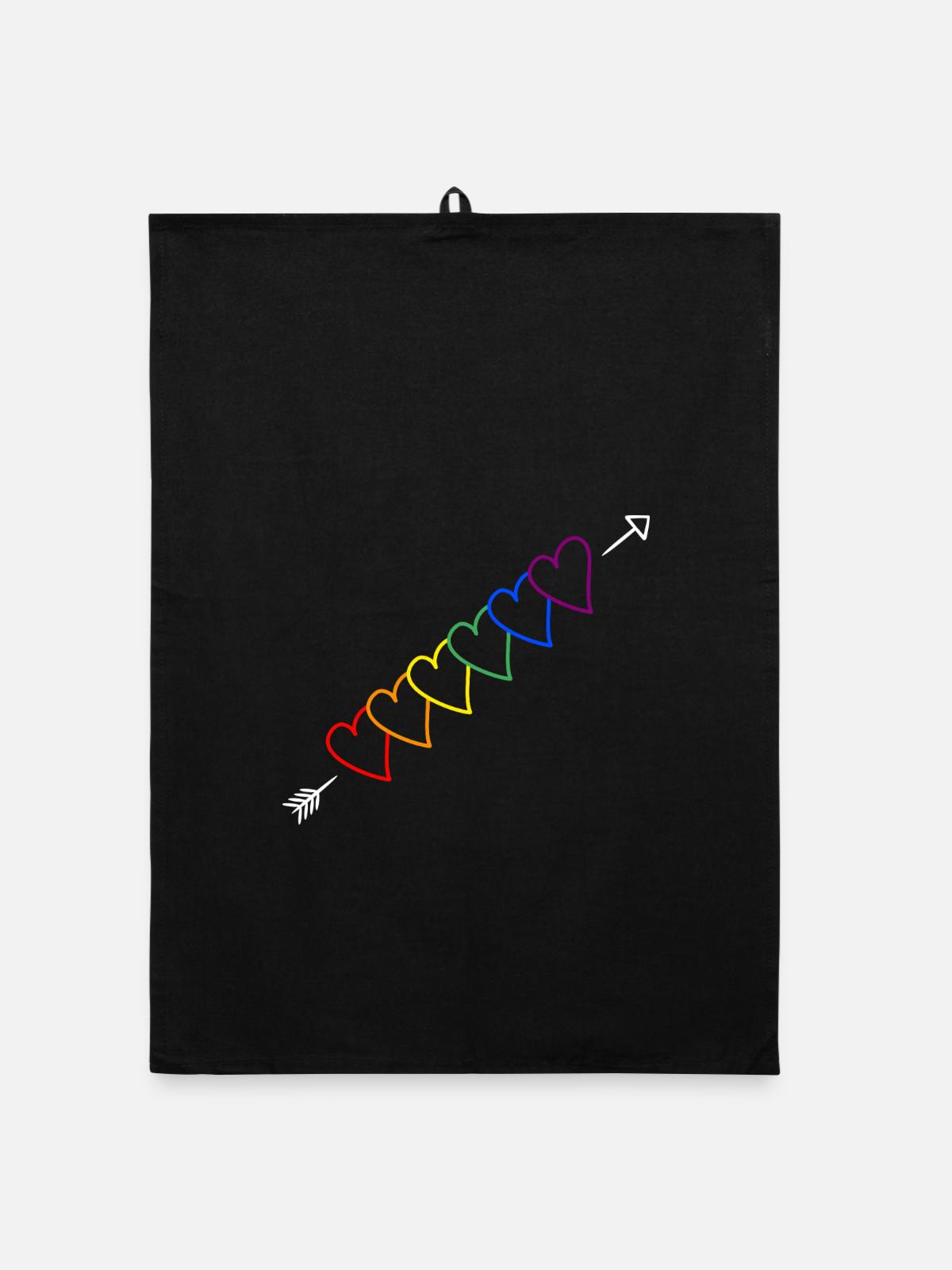 Pfeil Regenbogen LGBT - Organic Geschirrtuch - Schwarz - Vorne