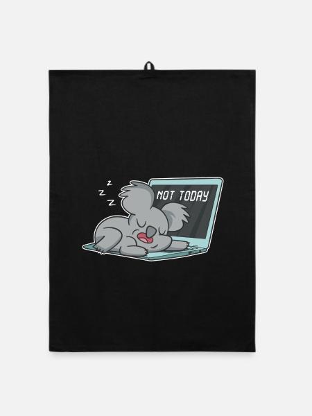 Koala Langschläfer Faulpelz Morgenmuffel Koalabär - Organic Geschirrtuch - Schwarz - Vorne