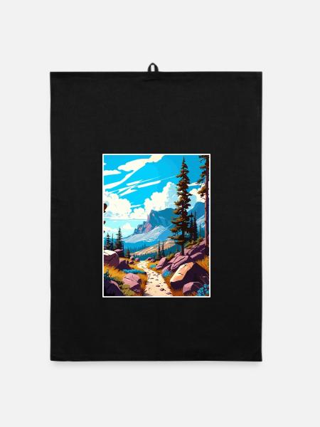 Pacific Crest Trail Kalifornien Reiseposter - Organic Geschirrtuch - Schwarz - Vorne