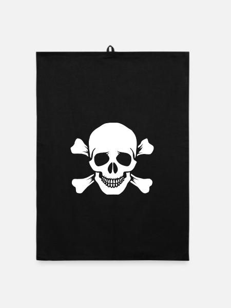 Totenkopf Skull - Organic Geschirrtuch - Schwarz - Vorne
