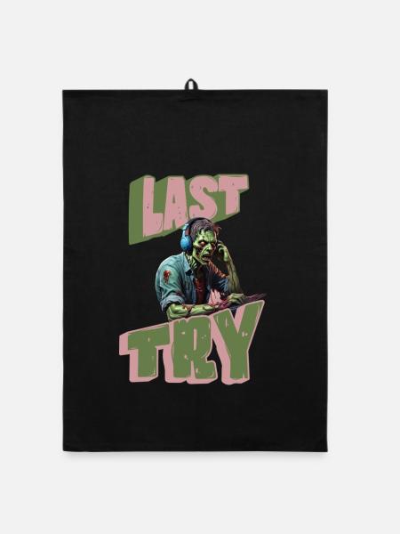 Last TRY Gamer Zombie - Organic Geschirrtuch - Schwarz - Vorne