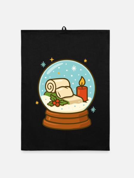 Weihnachts Schneekugel Cozy Design - Organic Geschirrtuch - Schwarz - Vorne