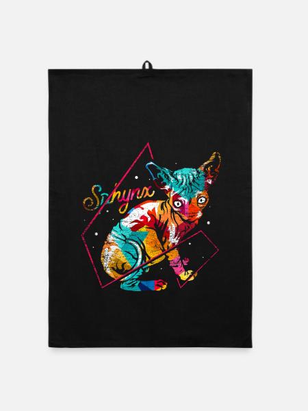 Anschmiegsame Sphynx Rassekatze - Organic Geschirrtuch - Schwarz