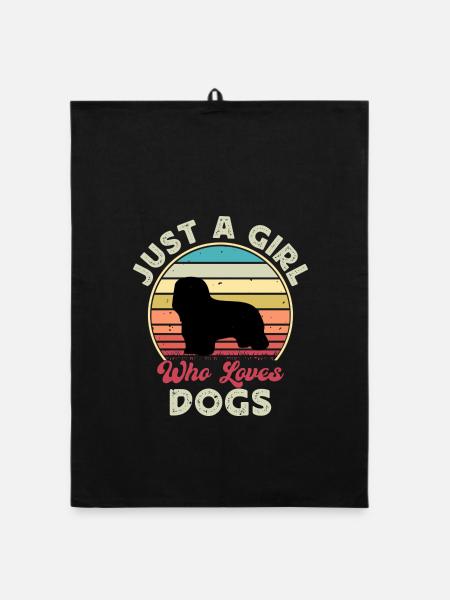 Briard Hundeliebhaber Silhouette Vintage Sonnenuntergang - Organic Geschirrtuch - Schwarz - Vorne
