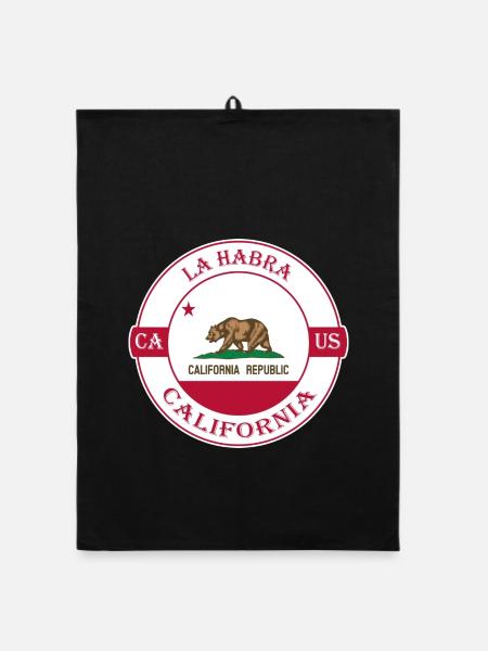 La Habra Kalifornien Flagge USA Reise Souvenir Abzeichen - Organic Geschirrtuch - Schwarz