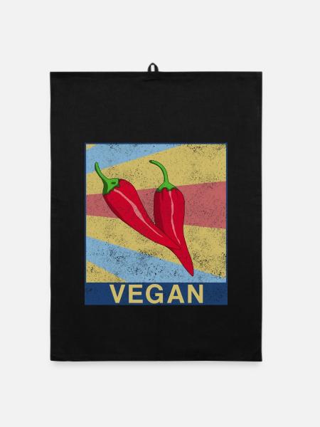 Chilli Nahrung Nahrungsmittel Lecker Essen Gemüse - Organic Geschirrtuch - Schwarz - Vorne