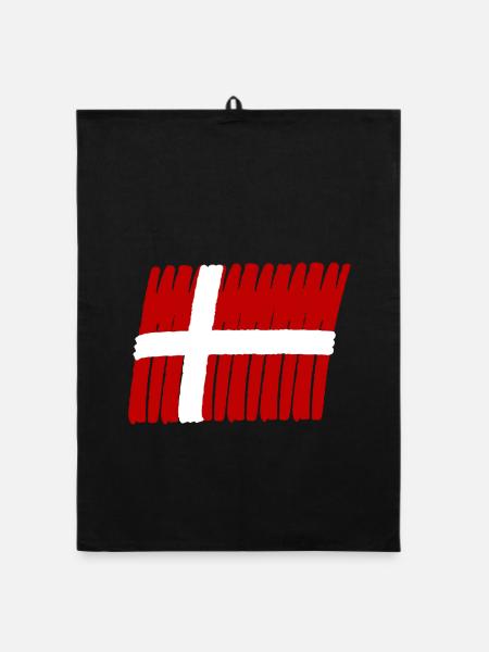 Dänemark Dansk Flag painted Kopenhagen Scandinav - Organic Geschirrtuch - Schwarz - Vorne