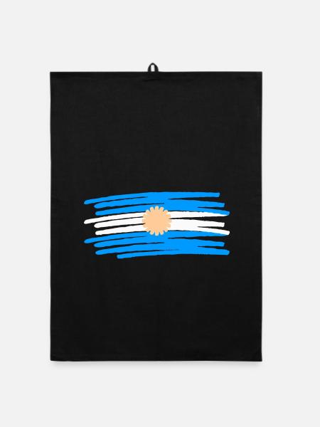 Argentinia Argentinien Flag Flagge painted gemalt - Organic Geschirrtuch - Schwarz - Vorne
