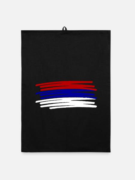 Serbien Flag Flagge painted gemalt - Organic Geschirrtuch - Schwarz - Vorne