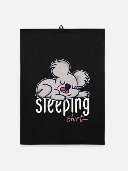 Koala Faulpelz Koalabär Schlafshirt Langschläfer - Organic Geschirrtuch - Schwarz - Vorne