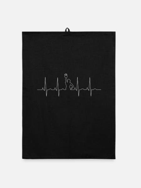 EKG Herzschlag Kettlebell - Organic Geschirrtuch - Schwarz