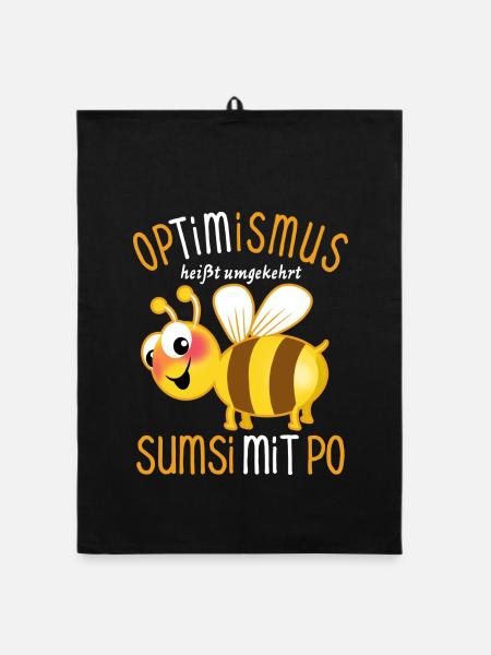 Bienen Sumsi mit Po - Optimismus Wortspiel - Organic Geschirrtuch - Schwarz - Vorne
