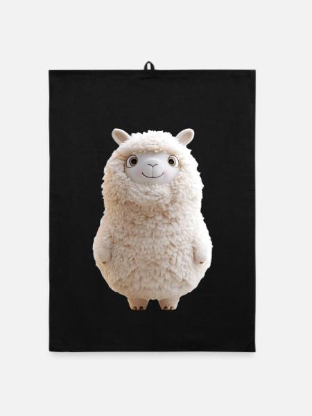 Süßes Llama (Alpaca) - Organic Geschirrtuch - Schwarz