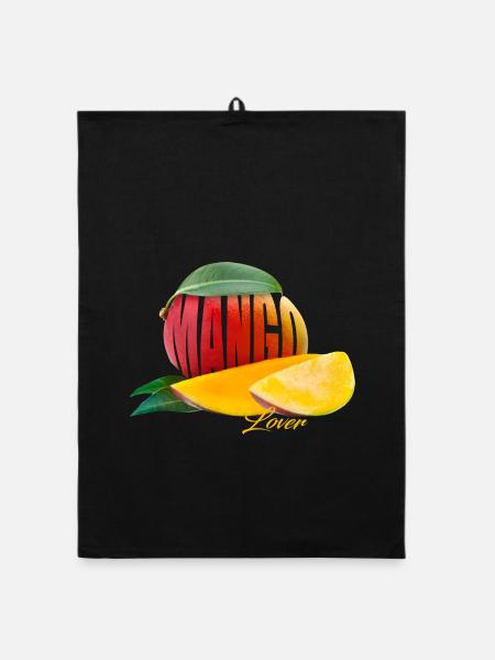 Mango Lover – Tropische Frucht Sommer Motiv - Organic Geschirrtuch - Schwarz - Vorne