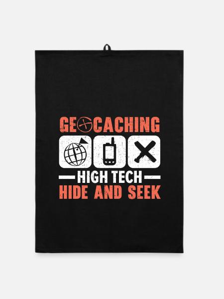 Geocaching High-Tech Versteckspiel Geocache - Organic Geschirrtuch - Schwarz - Vorne