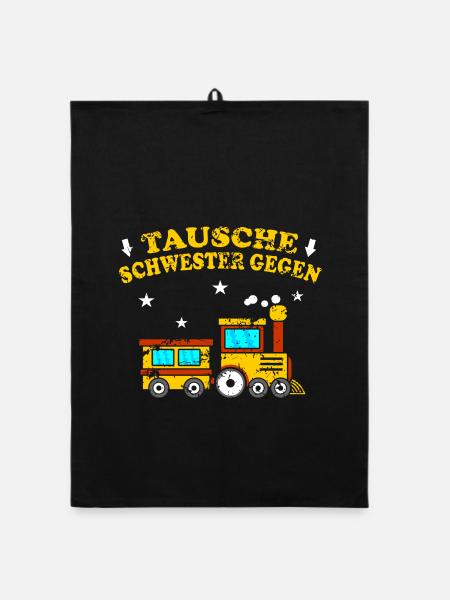 Lokomotive Kinder Geschenk Eisenbahn - Organic Geschirrtuch - Schwarz - Vorne