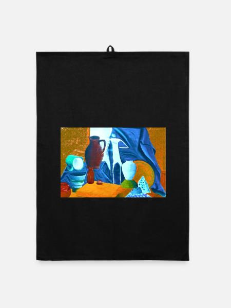 Farbenfrohes Stilleben - Kunst in kräftigen Farben - Organic Geschirrtuch - Schwarz