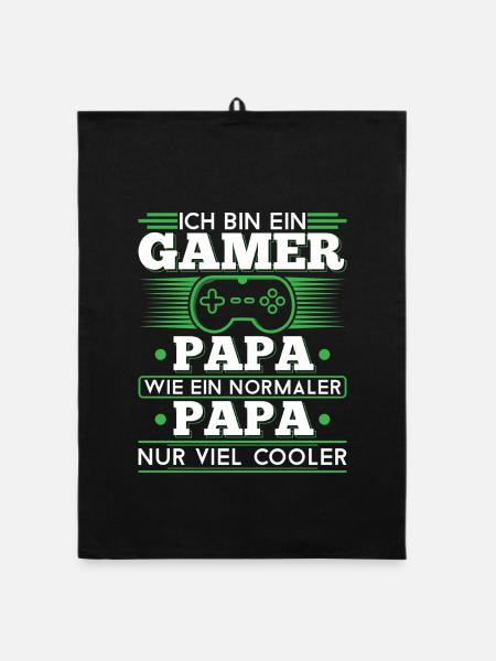 Gamer Papa Geschenk - Organic Geschirrtuch - Schwarz