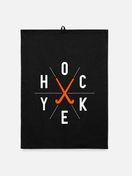Hockey Spieler Hockeyschläger Grafik Feldhockey - Organic Geschirrtuch - Schwarz - Vorne
