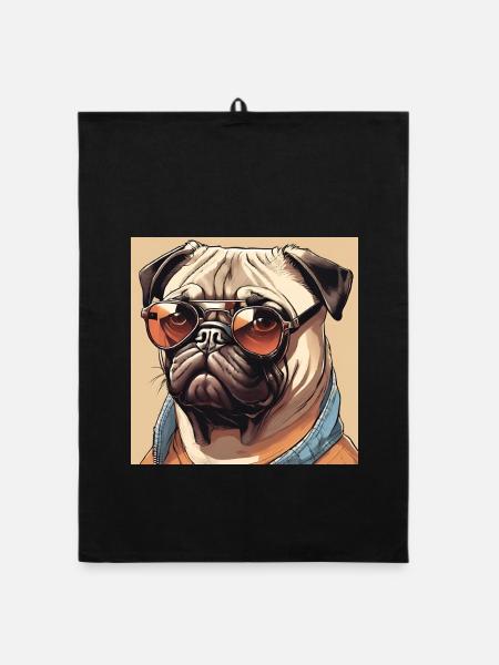 Cool Pug #2 - Organic Geschirrtuch - Schwarz