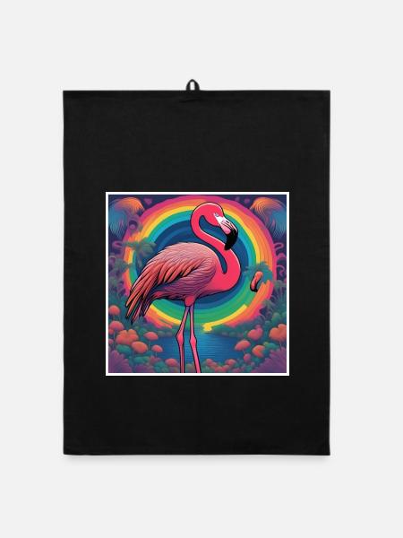 Flamingo#1 - Organic Geschirrtuch - Schwarz