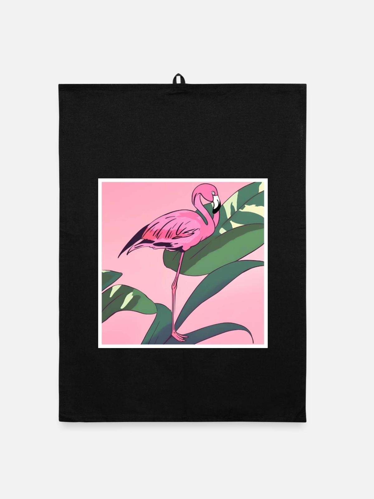 Flamingo#2 - Organic Geschirrtuch - Schwarz - Vorne