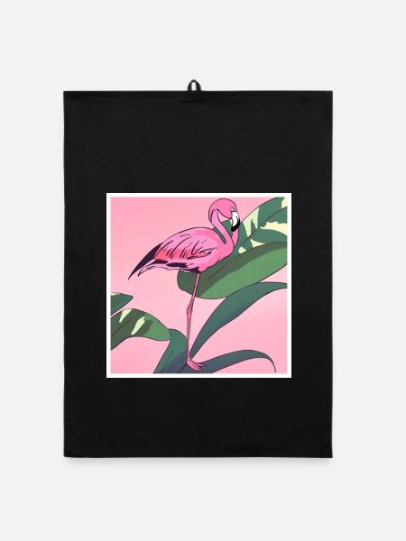 Flamingo#2 - Organic Geschirrtuch - Schwarz - Vorne