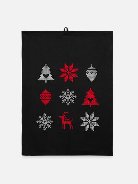 Advent - Organic Geschirrtuch - Schwarz - Vorne