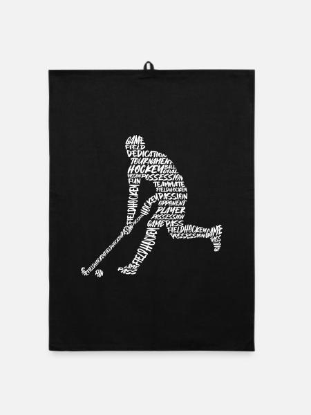 Feldhockey Hockeyspieler Typografie Kinder Hockey - Organic Geschirrtuch - Schwarz - Vorne