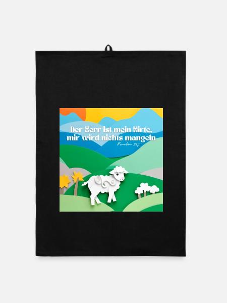 der Herr ist mein Hirte - Organic Geschirrtuch - Schwarz - Vorne