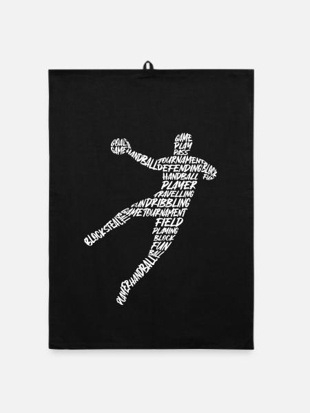 Handballspieler Handballer Typografie Herren - Organic Geschirrtuch - Schwarz