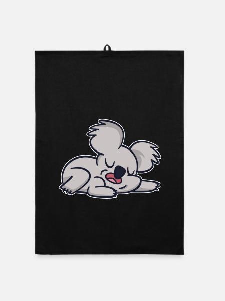 Koala Morgenmuffel Koalabär Langschläfer Faulpelz - Organic Geschirrtuch - Schwarz - Vorne