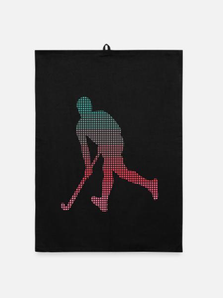 Feldhockey Hockeyspieler verpixelt Männer Hockey - Organic Geschirrtuch - Schwarz - Vorne
