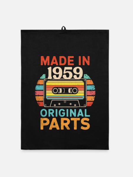 1959 Geburtstag Original 60er 50er Kassette Retro - Organic Geschirrtuch - Schwarz - Vorne