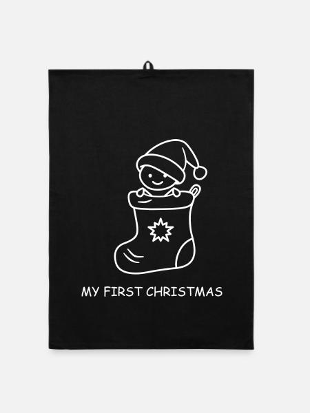 My First Christmas  - Organic Geschirrtuch - Schwarz - Vorne