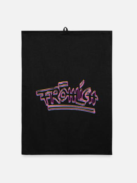 Fröhlich Neon Graffiti - Organic Geschirrtuch - Schwarz - Vorne