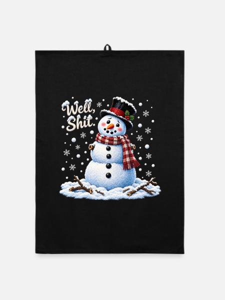 Well Shit Funny Snowman Christmas - Organic Geschirrtuch - Schwarz - Vorne