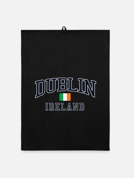 Dublin, Irland Grüne Flagge Weiß-Orange - Organic Geschirrtuch - Schwarz - Vorne