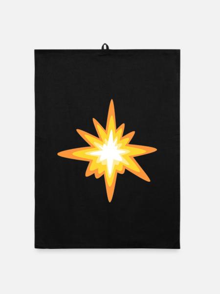 Sonnenstern Explosion - Organic Geschirrtuch - Schwarz - Vorne