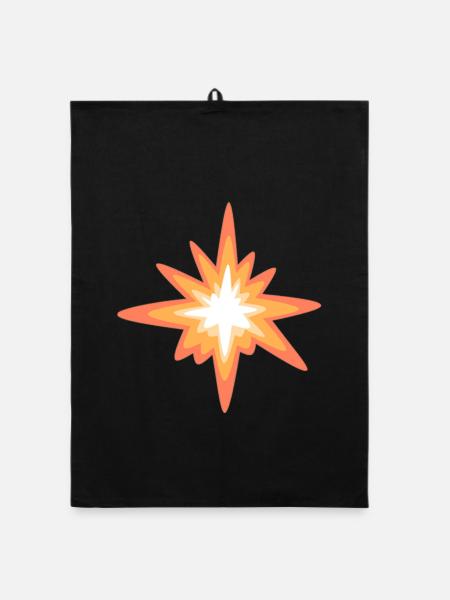 Sonnenstern-Explosion Retro - Organic Geschirrtuch - Schwarz - Vorne