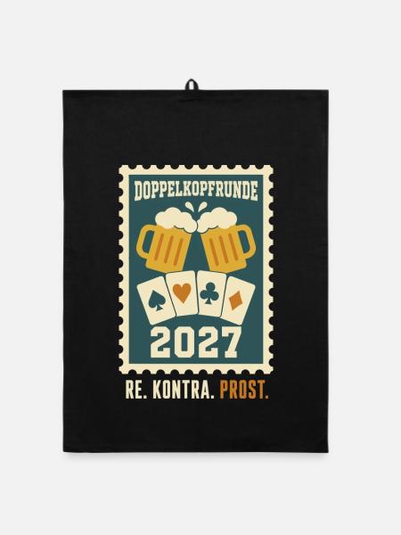 Doppelkopfrunde 2027 Re Kontra Prost – Doko - Organic Geschirrtuch - Schwarz - Vorne