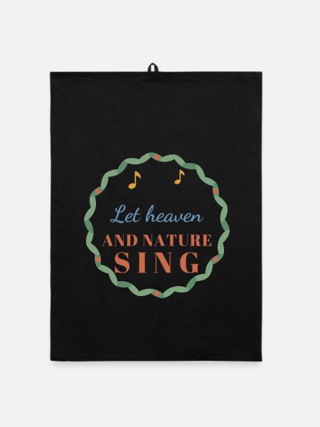 Let Heaven and Nature Sing – Christmas - Organic Geschirrtuch - Schwarz - Vorne