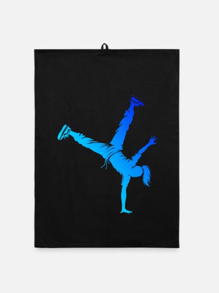 Geschenkidee für die Hip-Hop-Tänzerin mit B-Boying - Organic Geschirrtuch - Schwarz - Vorne
