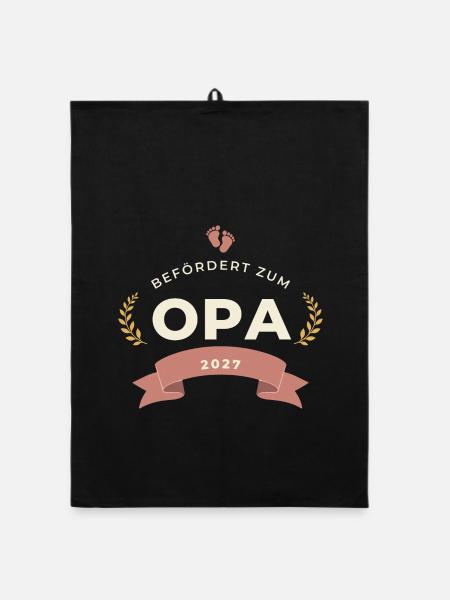 Befördert zum Opa 2027 – Abzeichen - Organic Geschirrtuch - Schwarz - Vorne