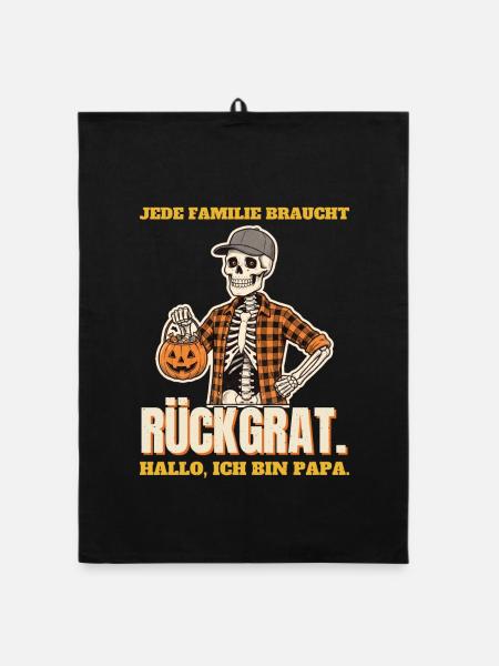 Jede Familie braucht Rückgrat: Hallo, ich bin Papa - Organic Geschirrtuch - Schwarz - Vorne
