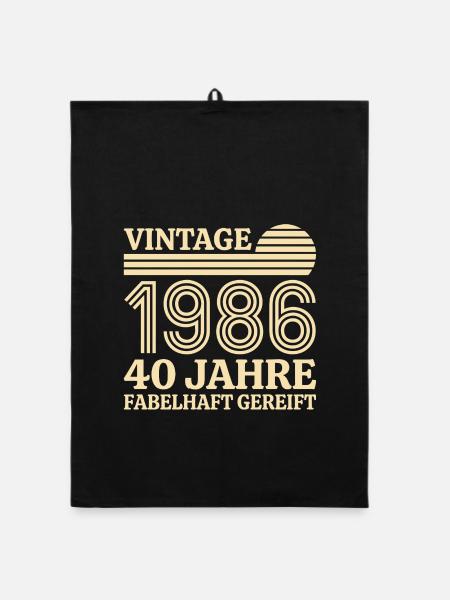 Vintage 1986 40. Geburtstag fabelhaft gereift - Organic Geschirrtuch - Schwarz - Vorne