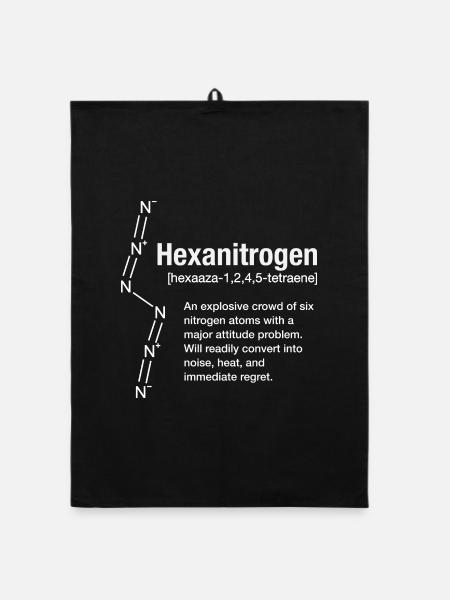 Hexanitrogen Stickstoff Allotrop Chemie Nerd N6 - Organic Geschirrtuch - Schwarz - Vorne