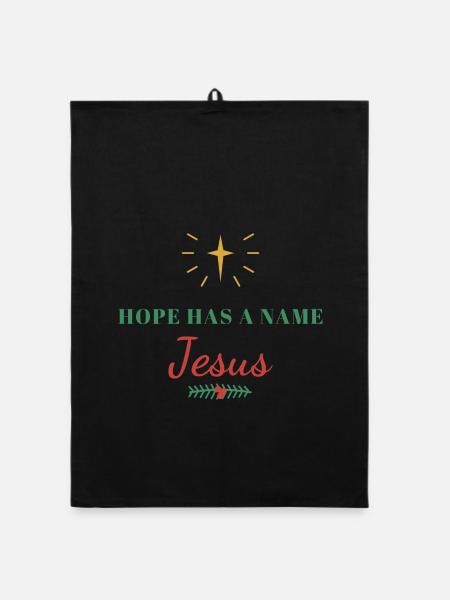 Hope Has a Name: Jesus – Christian - Organic Geschirrtuch - Schwarz - Vorne