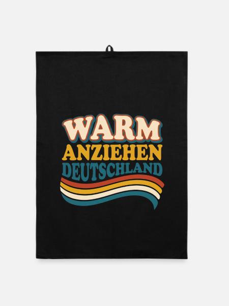 Warm anziehen Deutschland Retro Winter - Organic Geschirrtuch - Schwarz - Vorne
